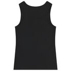 Girls Black Logo Mesh tWVest Top, 1, hi-res