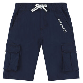 Boys Navy Logo Shorts