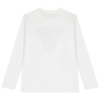 Boys White Logo Long Sleeve Top
