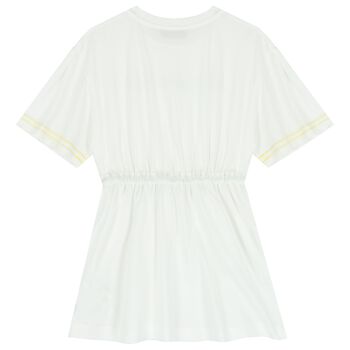 فستان بنات بالشعار باللون الأبيض