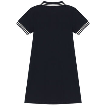 Girls Navy Blue Logo Polo Dress