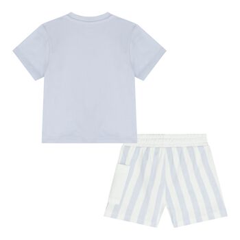 Baby Boys Blue & White Logo Shorts Set