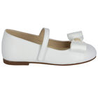 Girls White Satin Bow Shoes, 1, hi-res