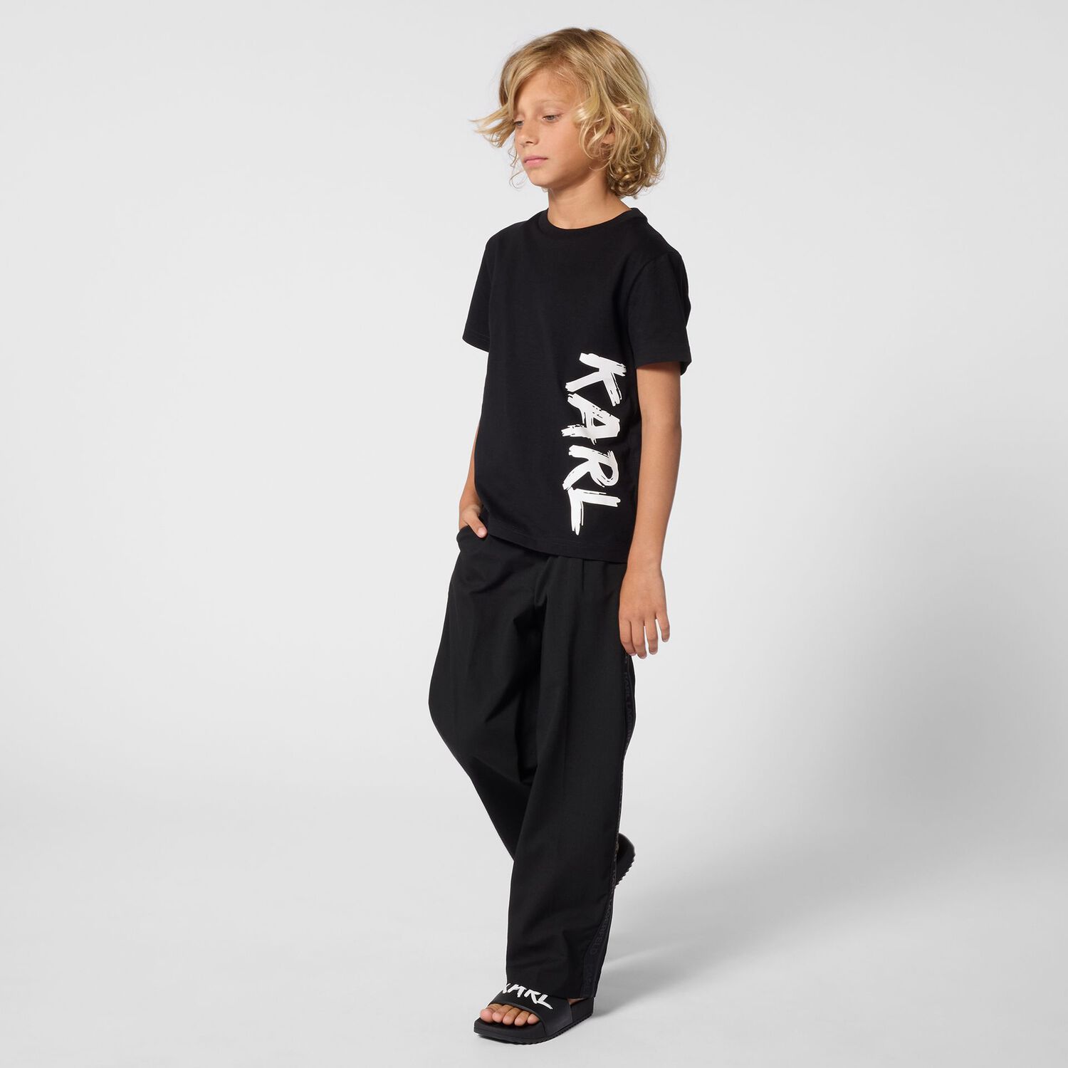 Boys Black Logo T-Shirt, 1, hi-res