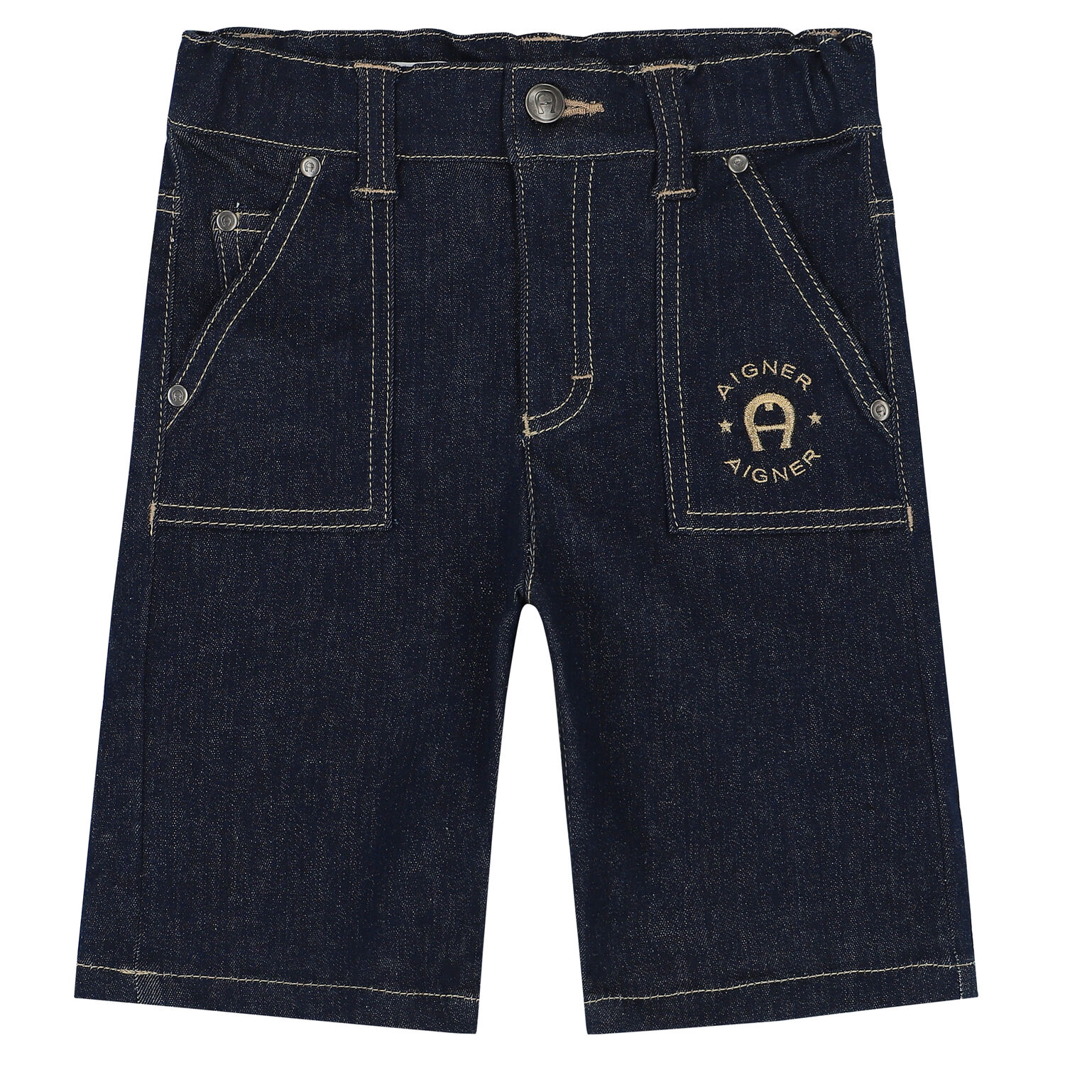 Boys Navy Logo Denim Shorts, 1, hi-res image number null