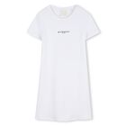 Girls White Logo Ribbed Dress, 1, hi-res
