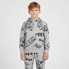 Boys Grey Logo Hooded Top, 1, hi-res