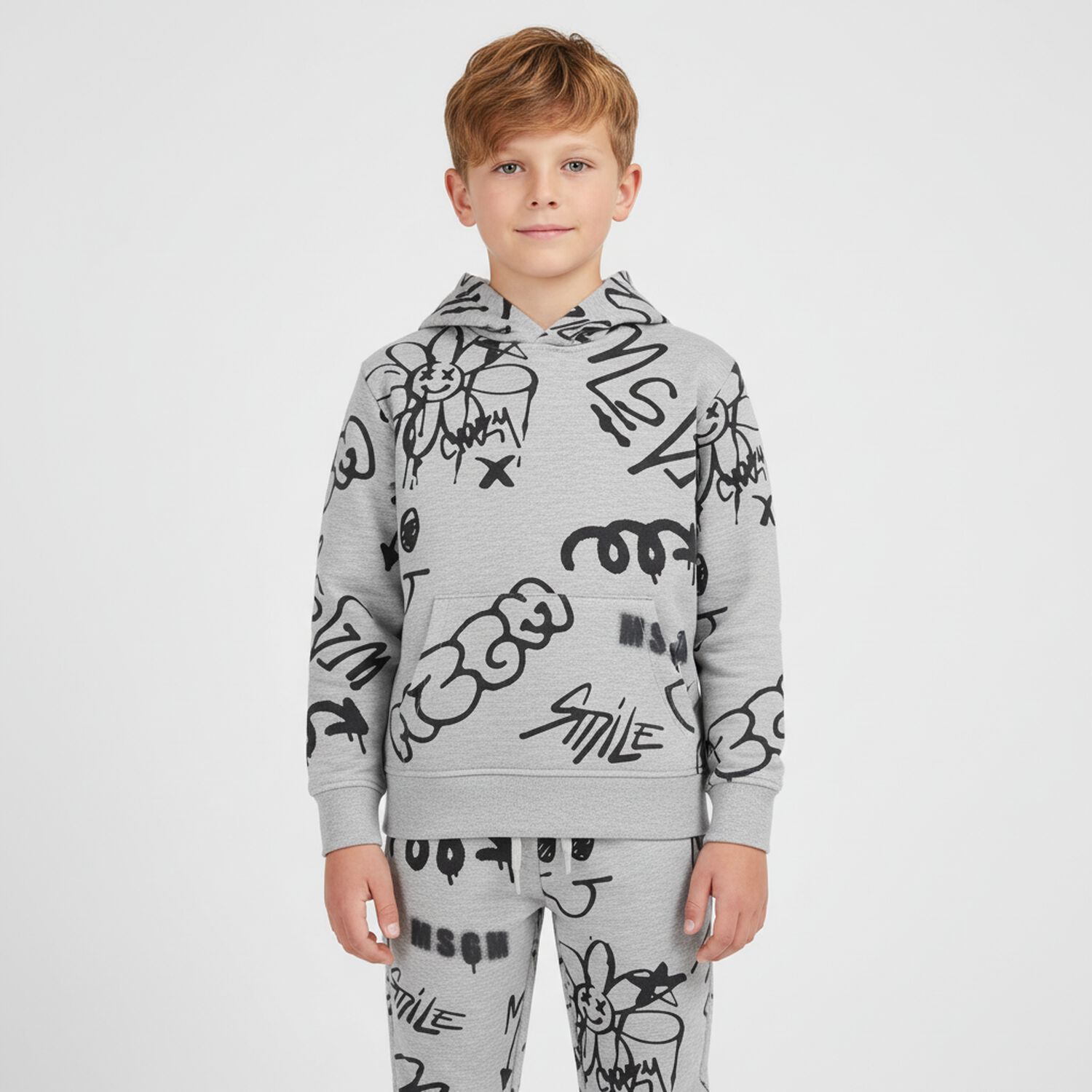 Boys Grey Logo Hooded Top, 1, hi-res image number null