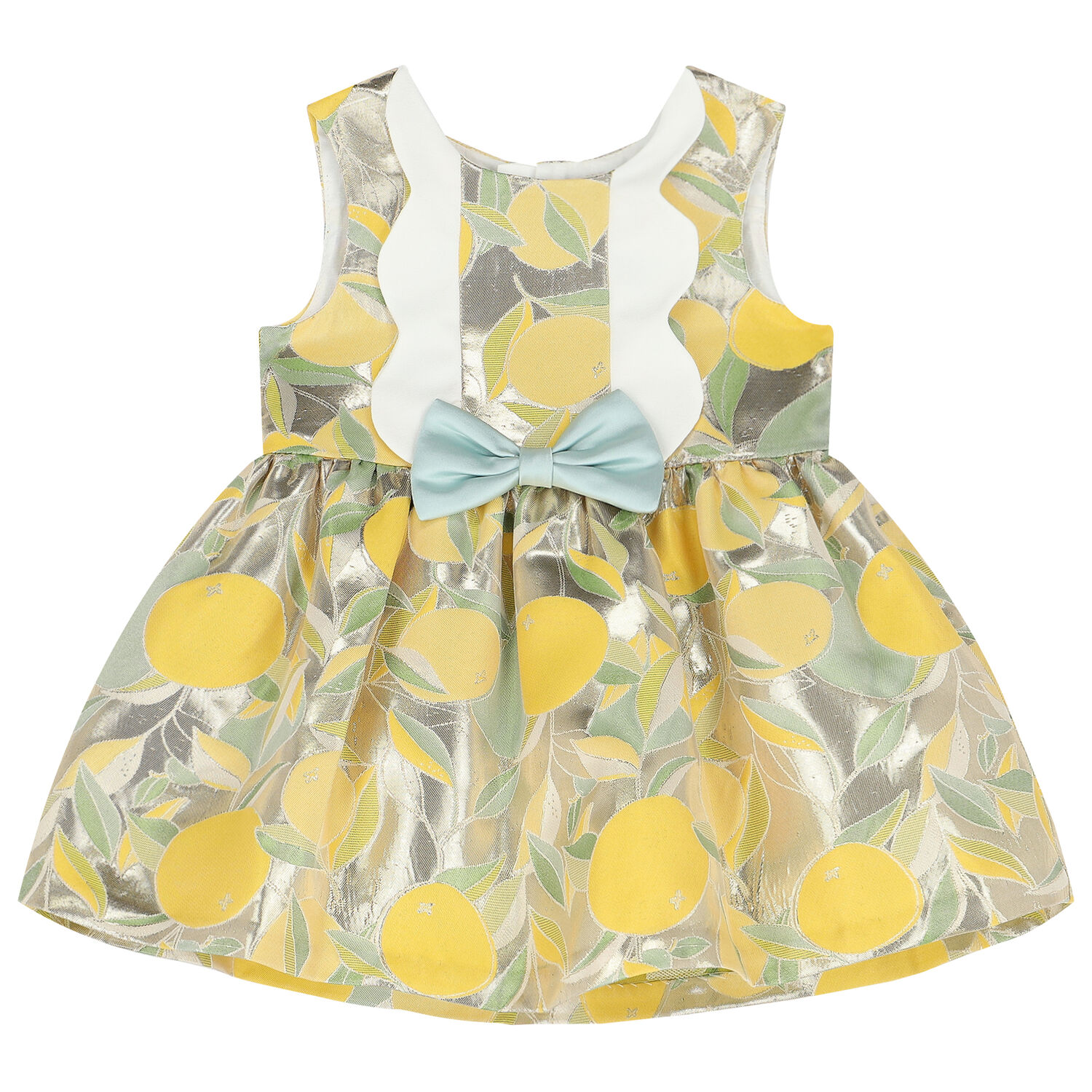 Baby Girls Gold Lemon Jacquard Dress Set, 1, hi-res image number null