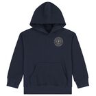 Boys Navy Blue Logo Hooded Top, 1, hi-res