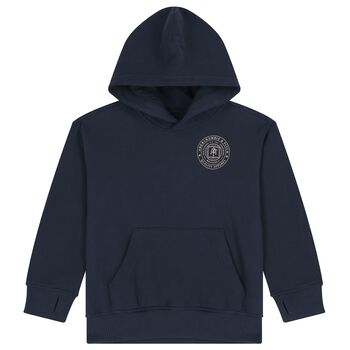 Boys Navy Blue Logo Hooded Top