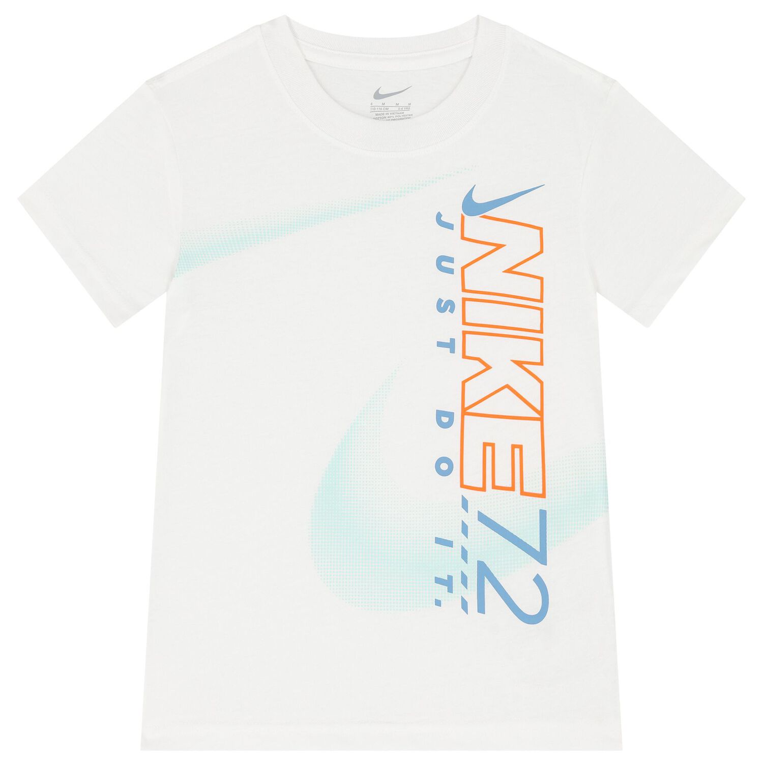 Boys White & Orange Logo Shorts Set, 1, hi-res