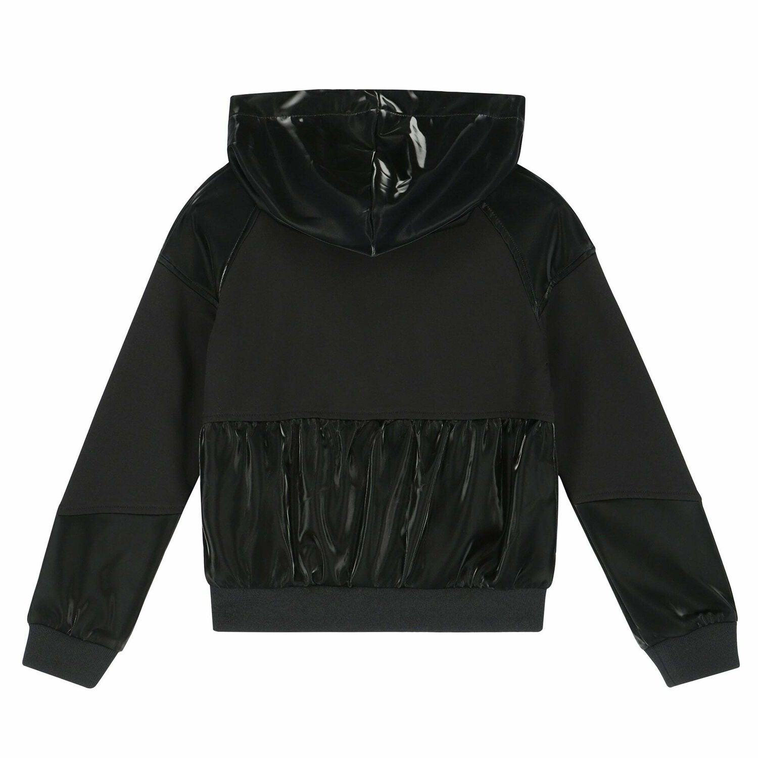 Girls Black Embellished Zip Up Top, 1, hi-res