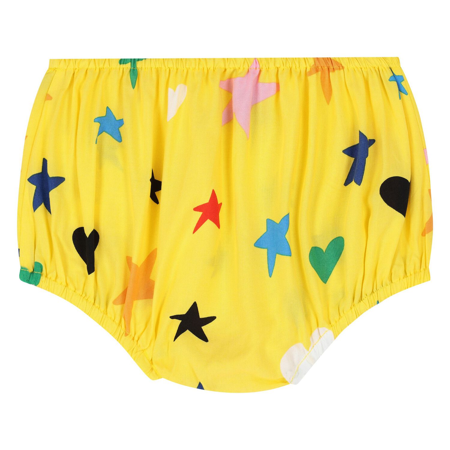 فستان بنات قطن بطبعة نجوم باللون الأصفر , 1, hi-res