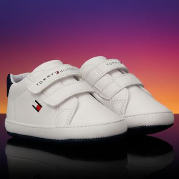 Baby Boys White Logo Pre Walker Shoes