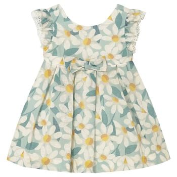 Younger Girls Green Floral Dress