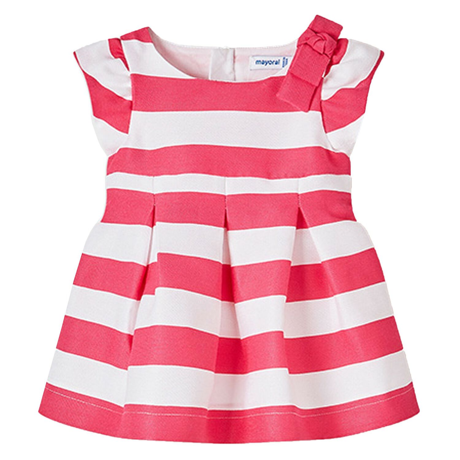 Younger Girls Pink & White Striped Dress, 1, hi-res