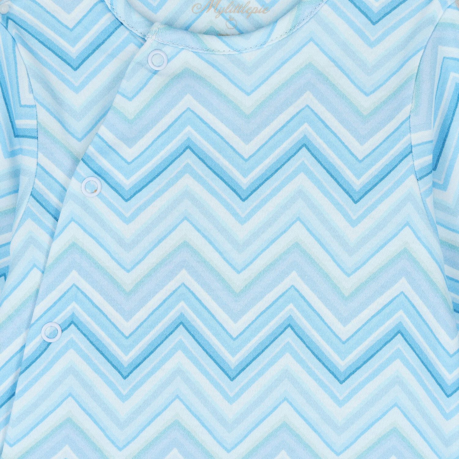 Baby Boys Blue Zig Zag Babygrow , 2, hi-res