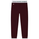 Girls Burgundy Logo Joggers, 1, hi-res