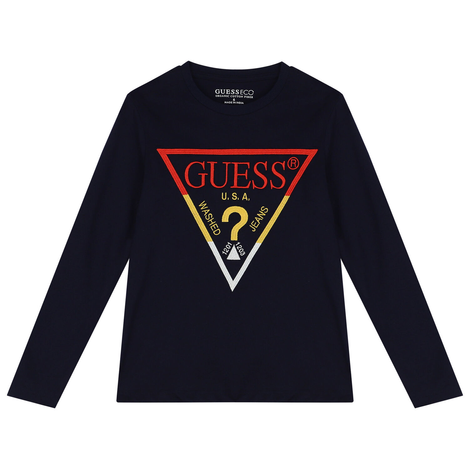 Boys Navy Blue Logo Long Sleeve Top, 1, hi-res