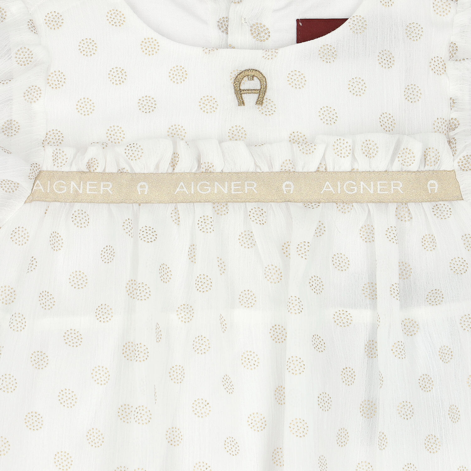Younger Girls White Logo Chiffon Dress, 1, hi-res
