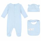 Boys Blue Logo Babygrow, Hat & Bib Gift Set, 1, hi-res