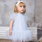 Baby Girls Blue Embellished Tulle Dress Set, 1, hi-res