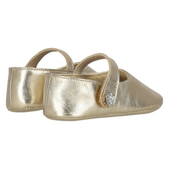 Baby Girls Gold Diamante Shoes