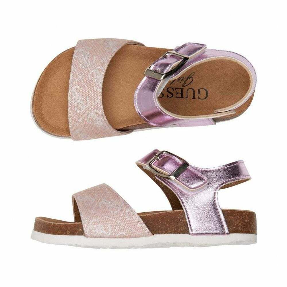 Guess Girls Pink Logo Sandals Junior Couture UAE