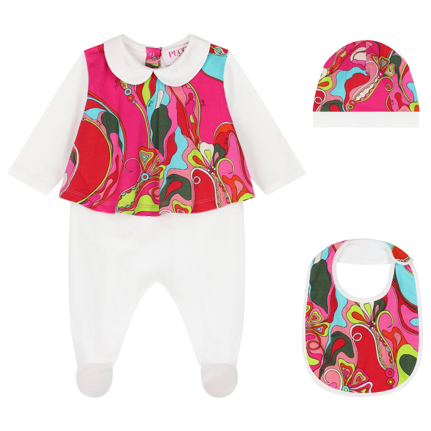 Baby Girls White & Pink Orchidee Babygrow Gift Set, 1, hi-res
