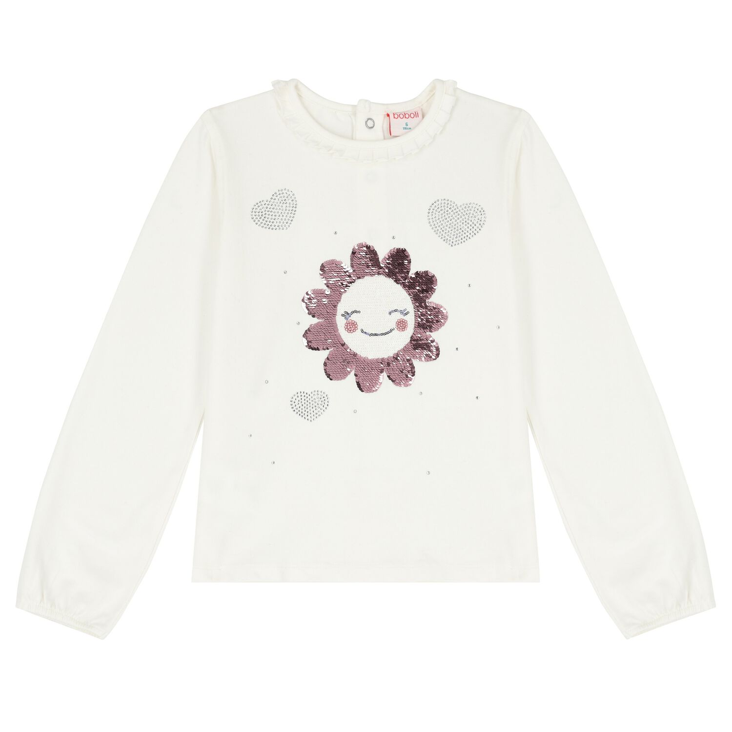 Girls Ivory Embellished Sequin Long Sleeve Top, 1, hi-res image number null