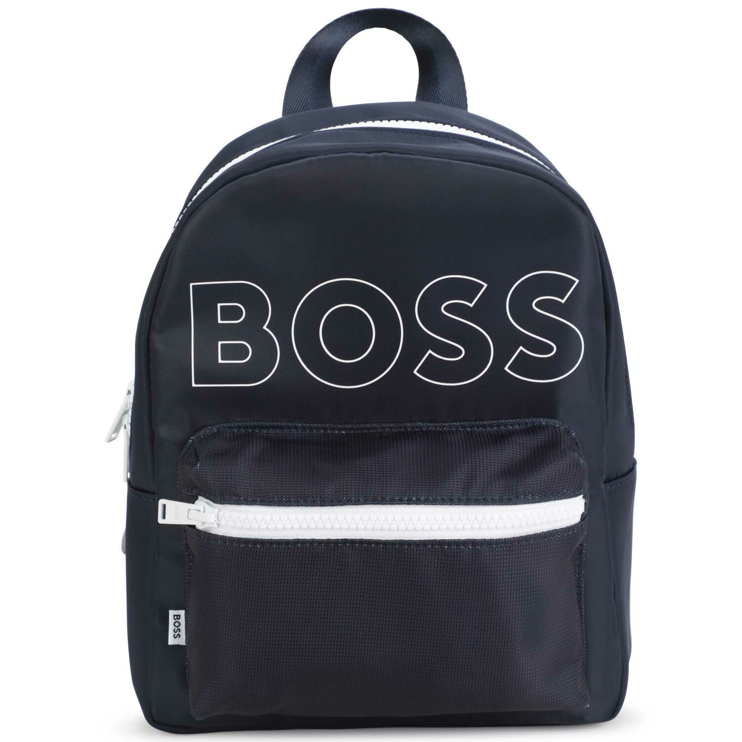 Boys Navy Blue Logo Backpack, 1, hi-res