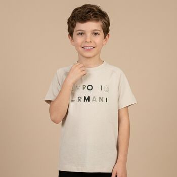 Boys Beige Logo T-Shirt