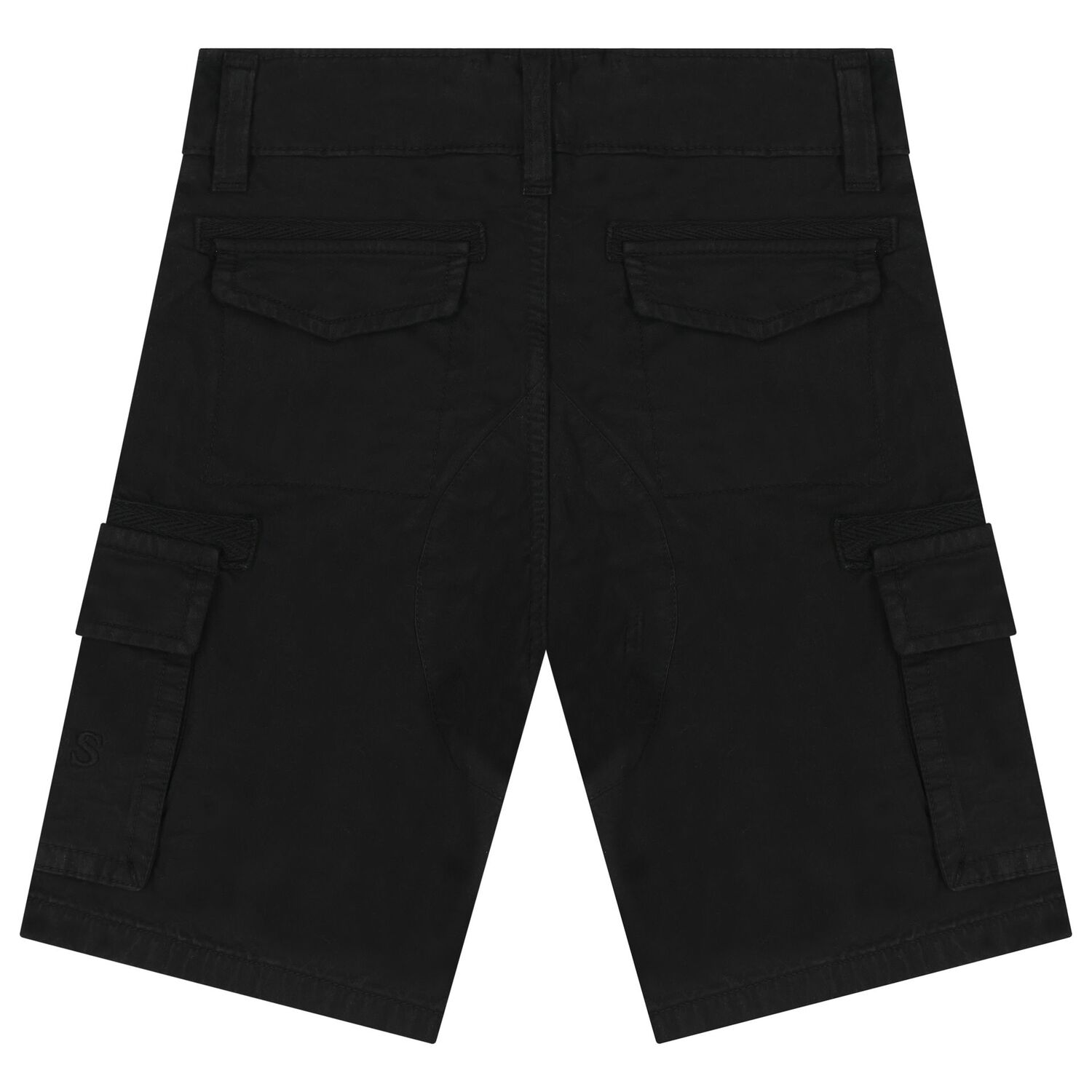 شورت قطني أسود بشعار للأولاد, 1, hi-res