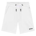  Younger Boys Beige & White Logo Shorts Set, 1, hi-res