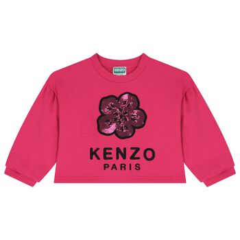 Girls Pink Flower Logo Sweatshirt