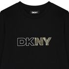 توب بنات بأكمام بالشعار باللون الأسود, 1, hi-res