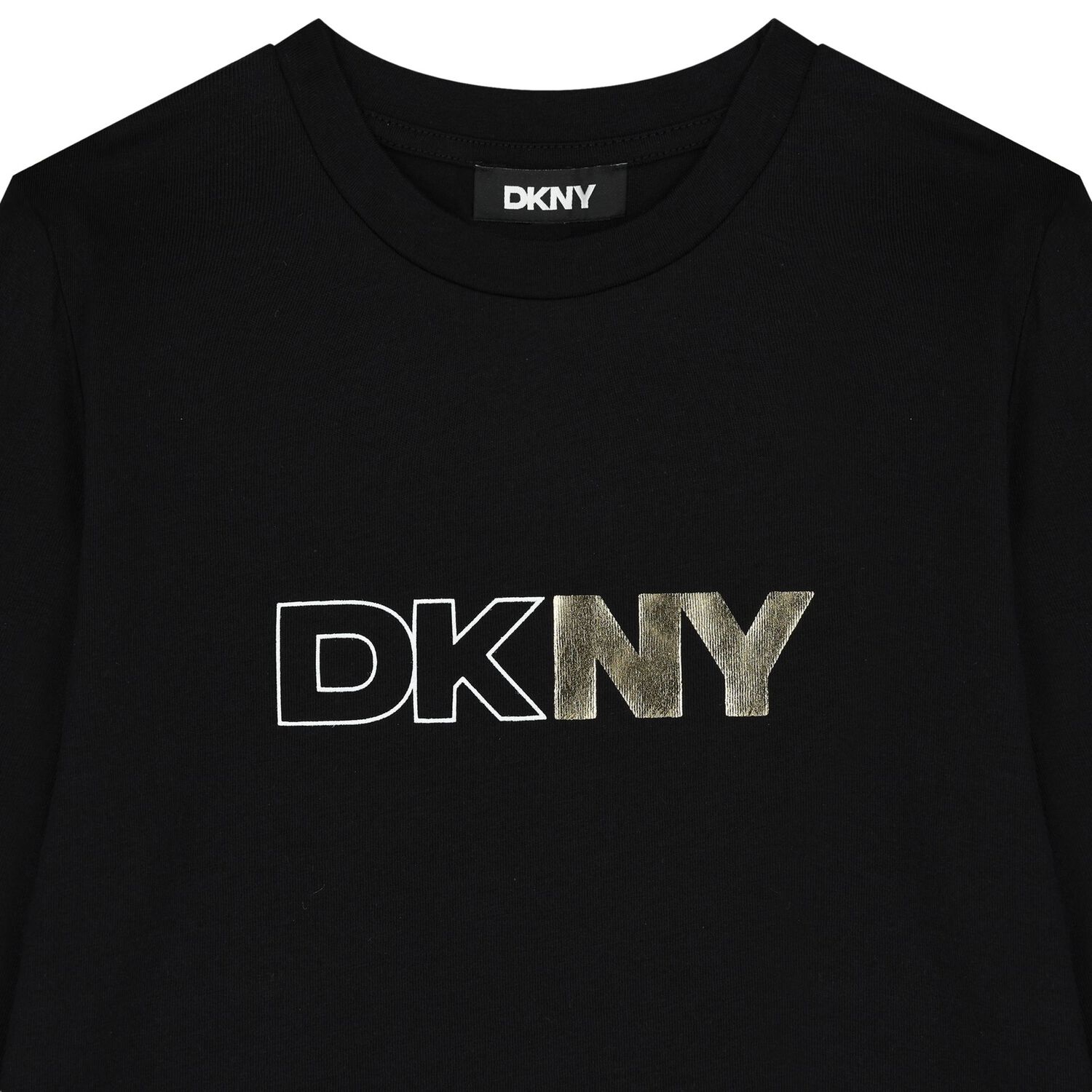 توب بنات بأكمام بالشعار باللون الأسود, 1, hi-res