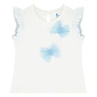 Younger Girls White & Blue Tulle Skirt Set, 2, hi-res