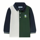 Younger Boys White & Green Polo Shirt, 1, hi-res