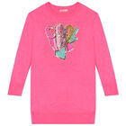 Girls Pink Sequin Knitted Dress, 1, hi-res