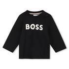 Younger Boys Mini Me Black Logo Long Sleeve Top, 1, hi-res