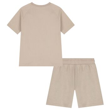 Boys Khaki Logo Shorts Set