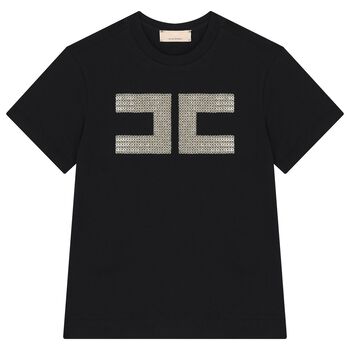 تيشيرت باللون أسود بشعار للبنات