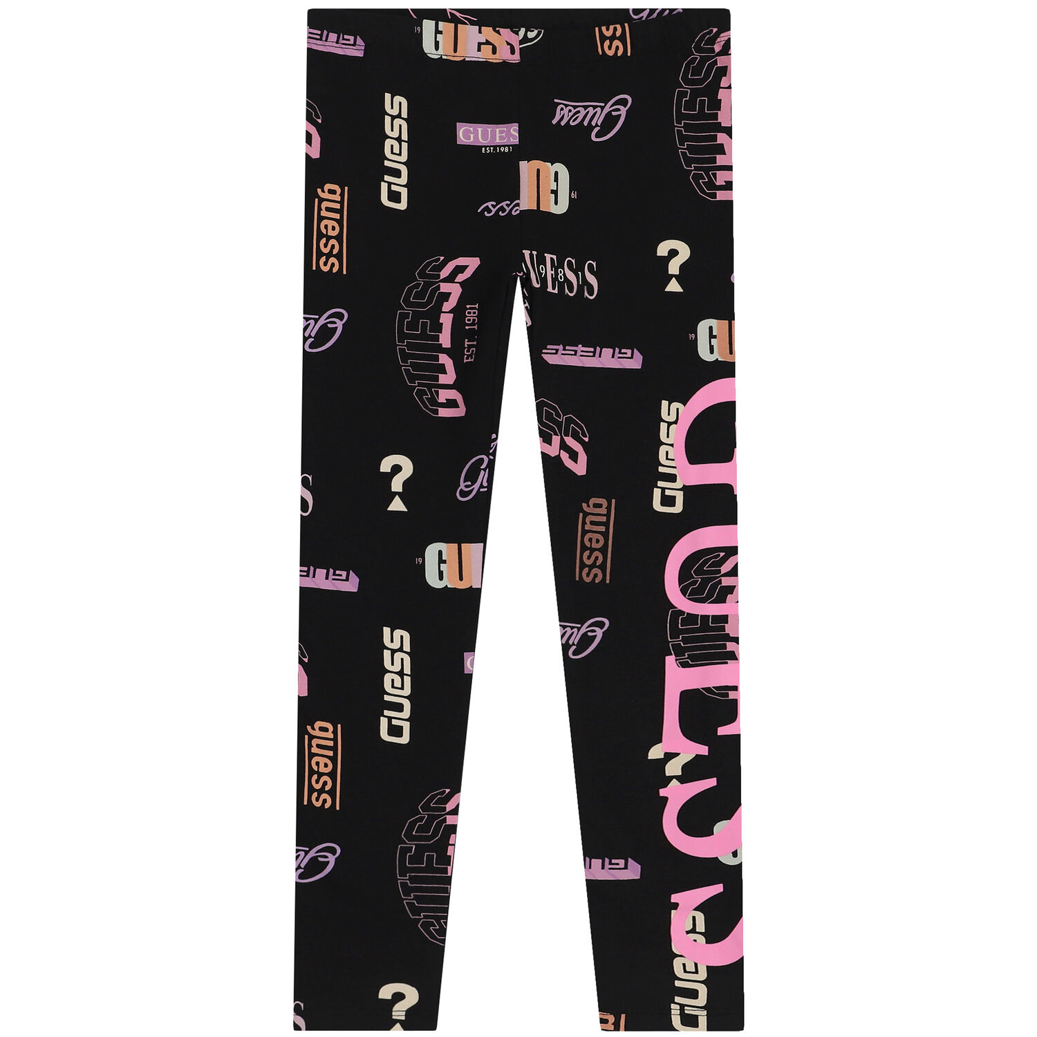 Girls White & Black Logo Leggings, 5, hi-res