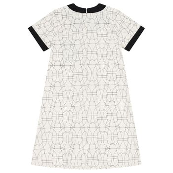 Girls Ivory & Black Logo Dress