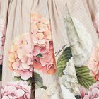 Girls Pink & Ivory Striped Floral Skirt, 1, hi-res