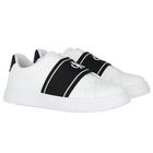 White & Black Logo Trainers, 2, hi-res