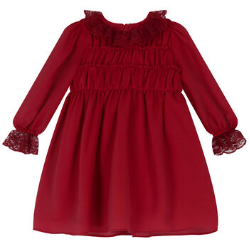 Younger Girls Red Chiffon Dress