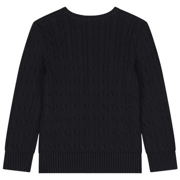 Black Logo Cable Knit Jumper